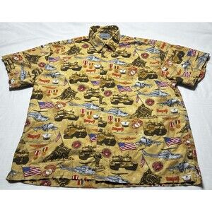 High Seas Marine Corps Shirt Size XL Button Up Short Sleeve Cotton USA Semper Fi